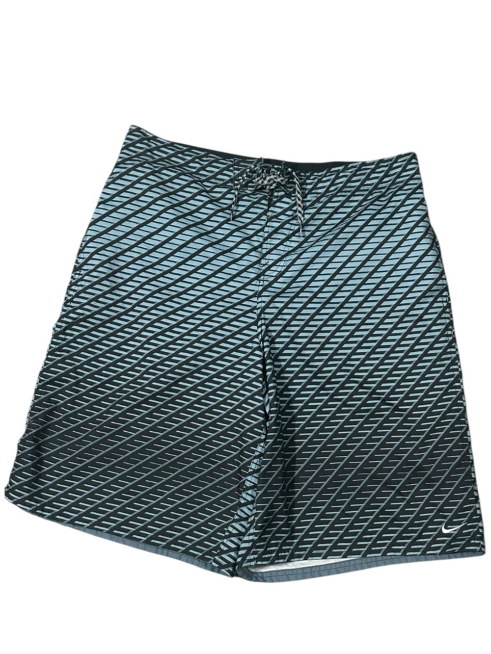 Nike Men's Boardshorts Blue Black Striped Reg Fit Athletic Drawstring XL